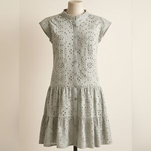 Ruby Yaya Eyelet Cotton Button Up Dress Drop Waist Boho Small